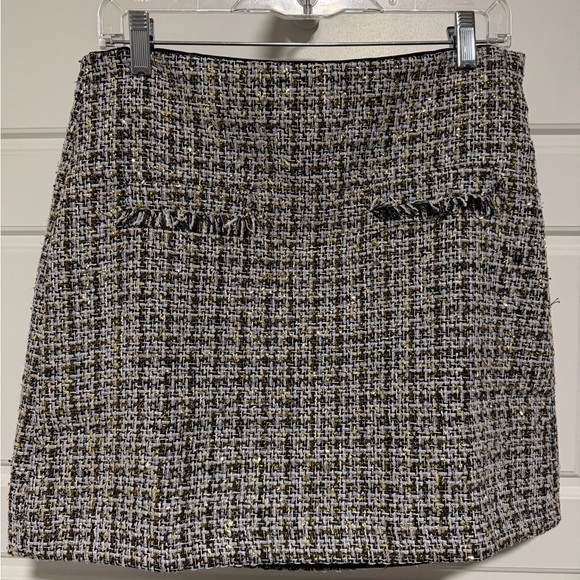 LOFT Dresses & Skirts - LOFT Tweed Mini Skirt - Black, White, and Gold